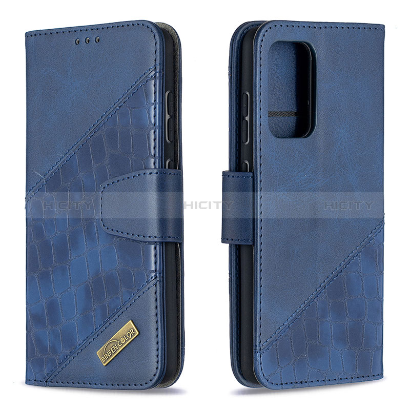 Coque Portefeuille Livre Cuir Etui Clapet B03F pour Samsung Galaxy A52s 5G Bleu Plus