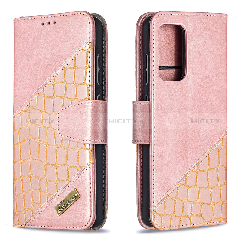 Coque Portefeuille Livre Cuir Etui Clapet B03F pour Samsung Galaxy A52s 5G Or Rose Plus