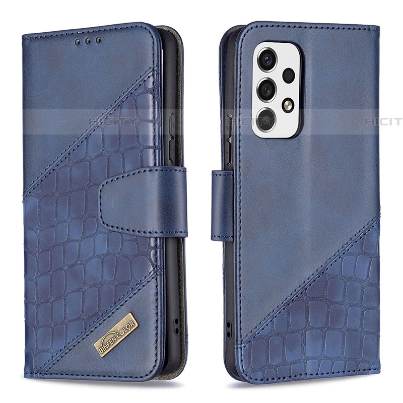 Coque Portefeuille Livre Cuir Etui Clapet B03F pour Samsung Galaxy A53 5G Bleu Plus