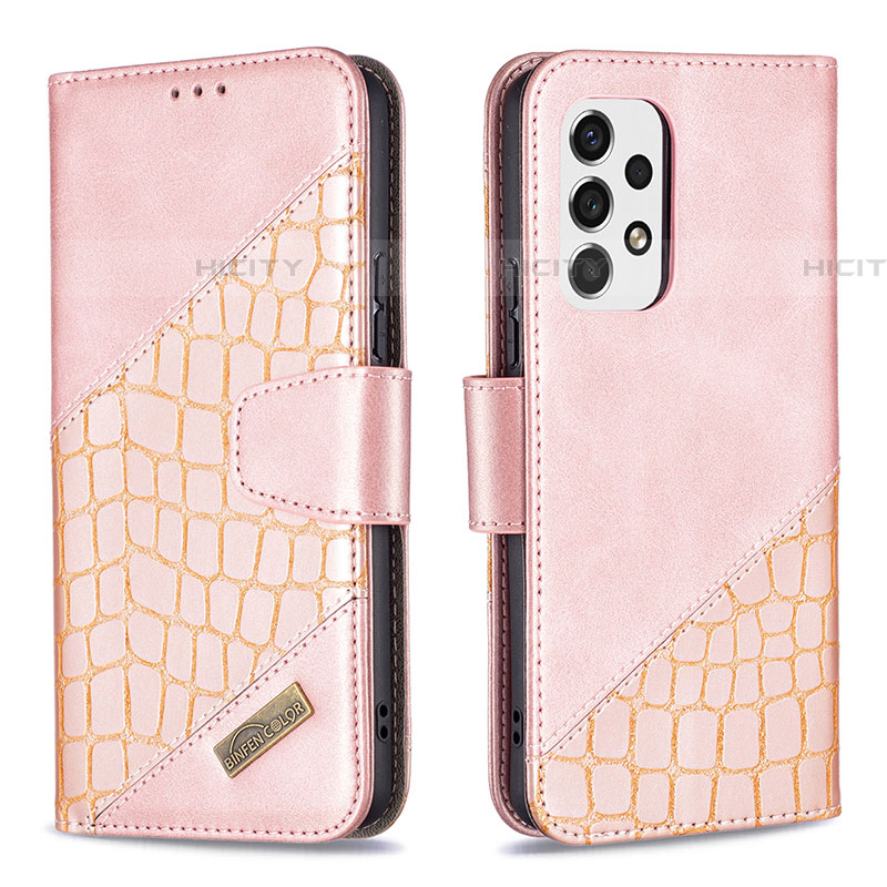 Coque Portefeuille Livre Cuir Etui Clapet B03F pour Samsung Galaxy A53 5G Or Rose Plus