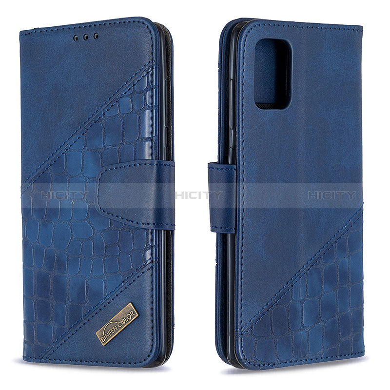 Coque Portefeuille Livre Cuir Etui Clapet B03F pour Samsung Galaxy A71 5G Bleu Plus