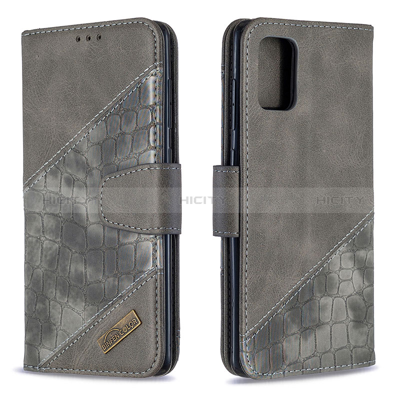 Coque Portefeuille Livre Cuir Etui Clapet B03F pour Samsung Galaxy A71 5G Gris Fonce Plus