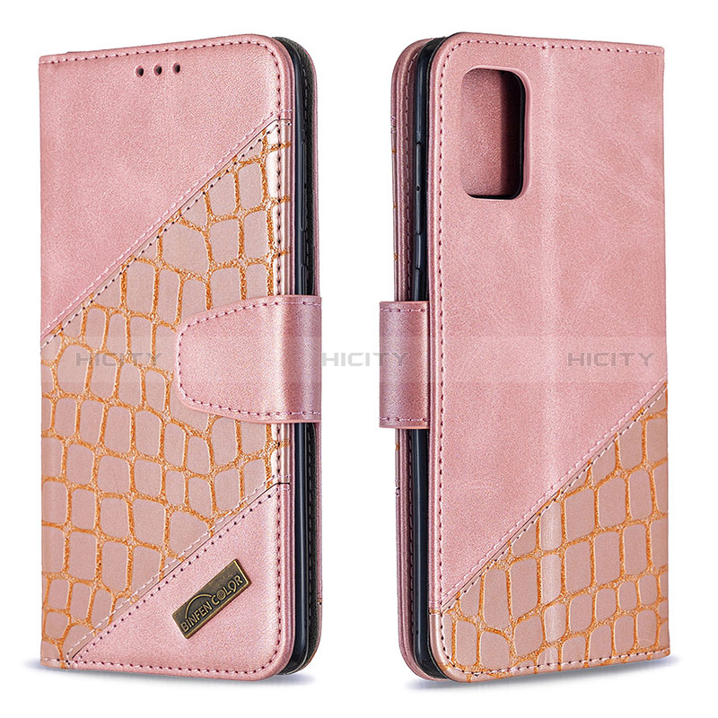 Coque Portefeuille Livre Cuir Etui Clapet B03F pour Samsung Galaxy A71 5G Or Rose Plus