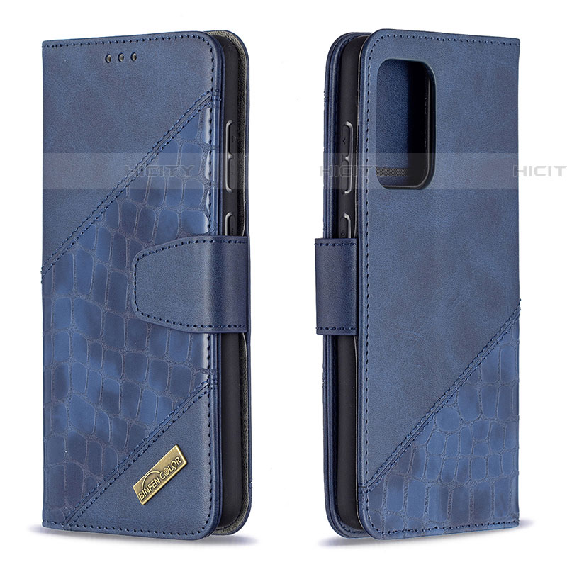 Coque Portefeuille Livre Cuir Etui Clapet B03F pour Samsung Galaxy A72 4G Bleu Plus