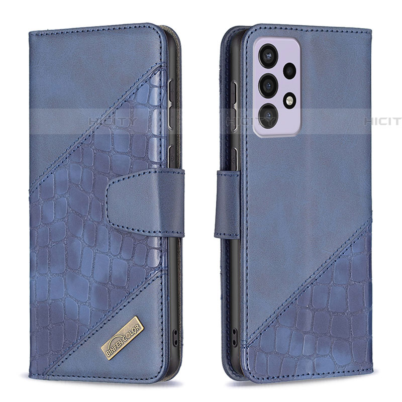 Coque Portefeuille Livre Cuir Etui Clapet B03F pour Samsung Galaxy A73 5G Bleu Plus