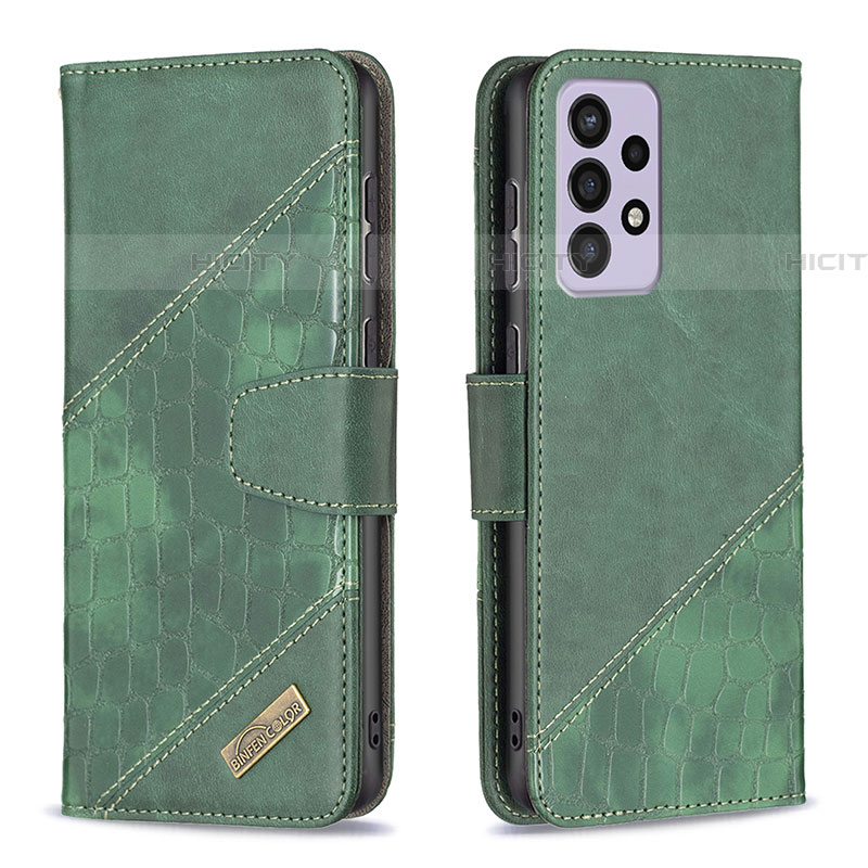 Coque Portefeuille Livre Cuir Etui Clapet B03F pour Samsung Galaxy A73 5G Vert Plus