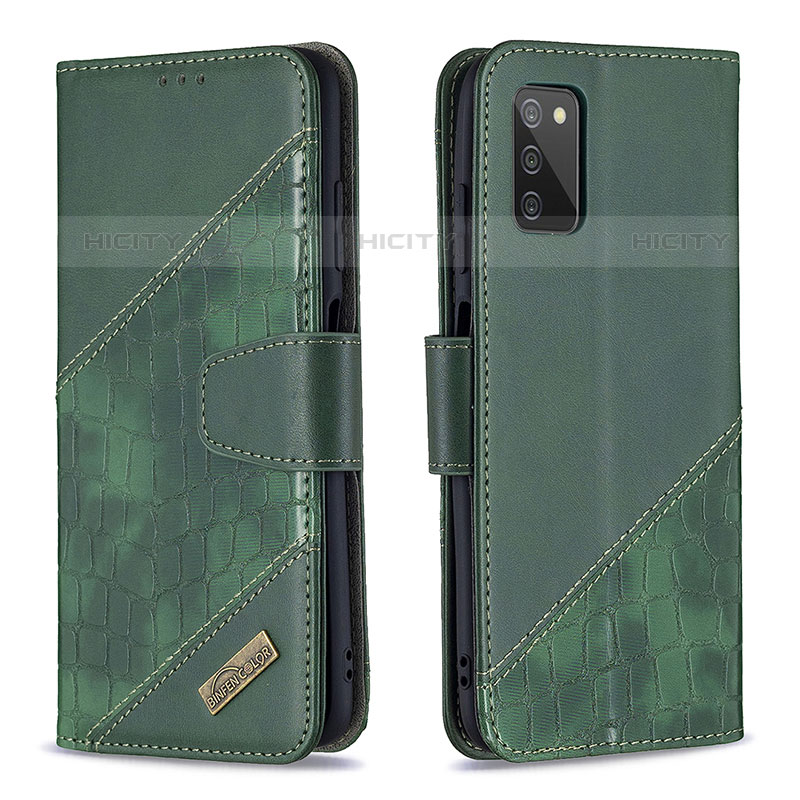 Coque Portefeuille Livre Cuir Etui Clapet B03F pour Samsung Galaxy M02s Gris Fonce Plus