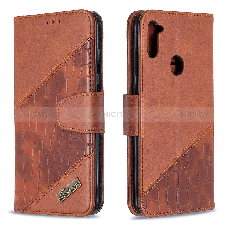 Coque Portefeuille Livre Cuir Etui Clapet B03F pour Samsung Galaxy M11 Marron Plus