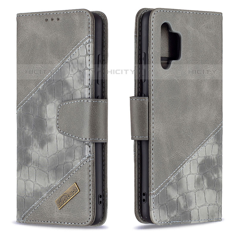 Coque Portefeuille Livre Cuir Etui Clapet B03F pour Samsung Galaxy M32 5G Gris Fonce Plus