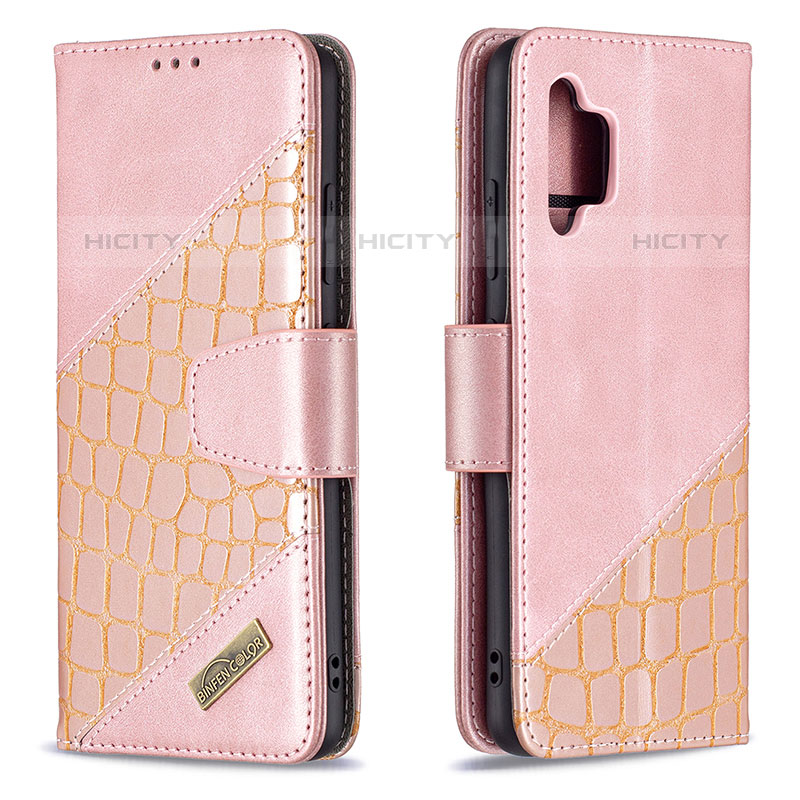 Coque Portefeuille Livre Cuir Etui Clapet B03F pour Samsung Galaxy M32 5G Or Rose Plus