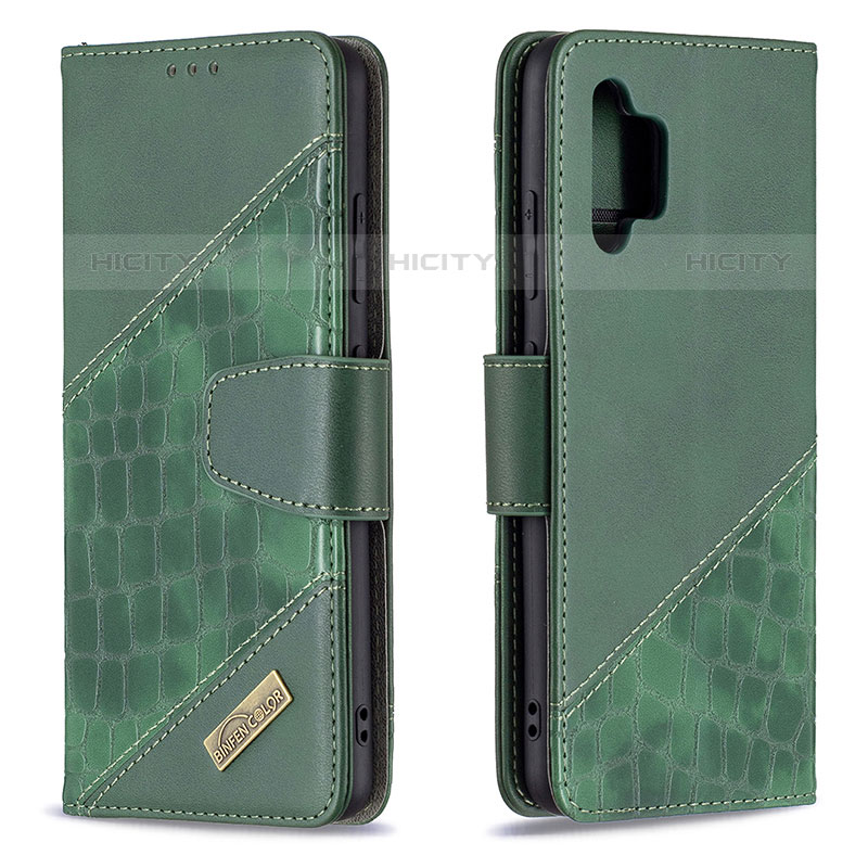 Coque Portefeuille Livre Cuir Etui Clapet B03F pour Samsung Galaxy M32 5G Vert Plus