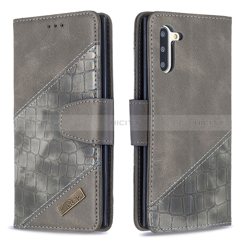 Coque Portefeuille Livre Cuir Etui Clapet B03F pour Samsung Galaxy Note 10 5G Gris Fonce Plus