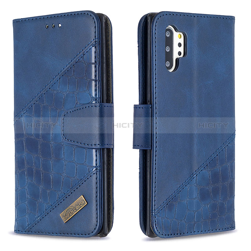 Coque Portefeuille Livre Cuir Etui Clapet B03F pour Samsung Galaxy Note 10 Plus 5G Bleu Plus