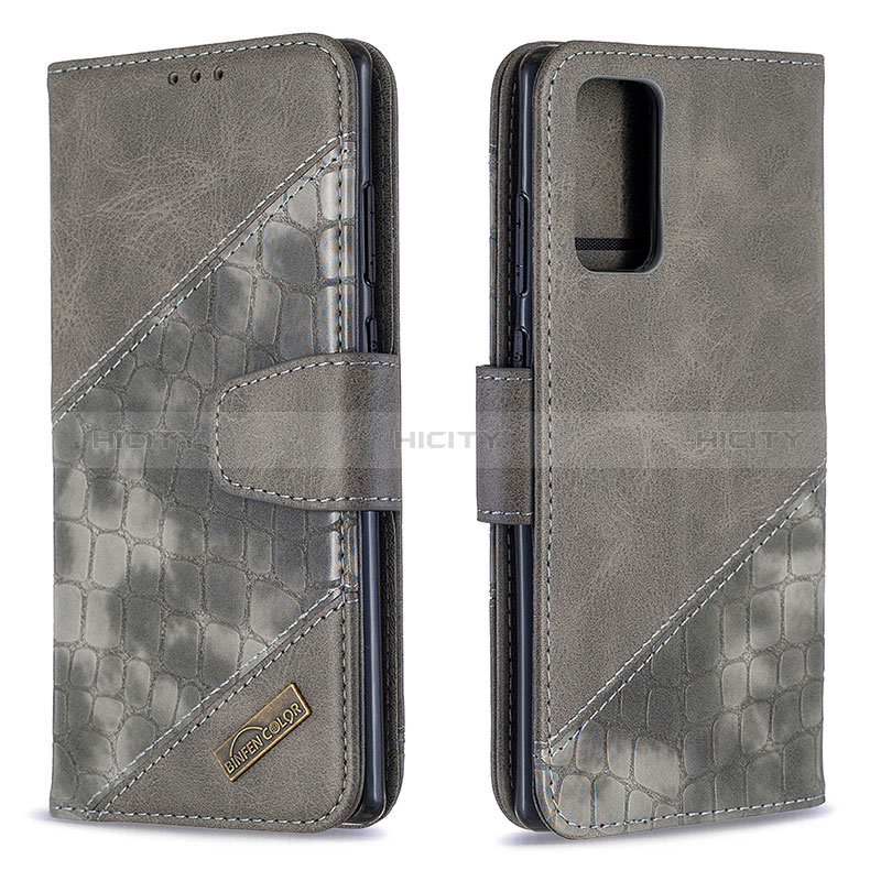 Coque Portefeuille Livre Cuir Etui Clapet B03F pour Samsung Galaxy Note 20 5G Gris Fonce Plus