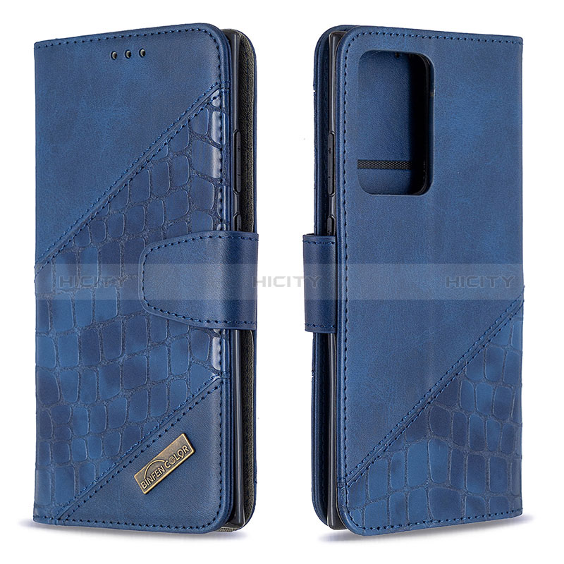 Coque Portefeuille Livre Cuir Etui Clapet B03F pour Samsung Galaxy Note 20 Ultra 5G Bleu Plus