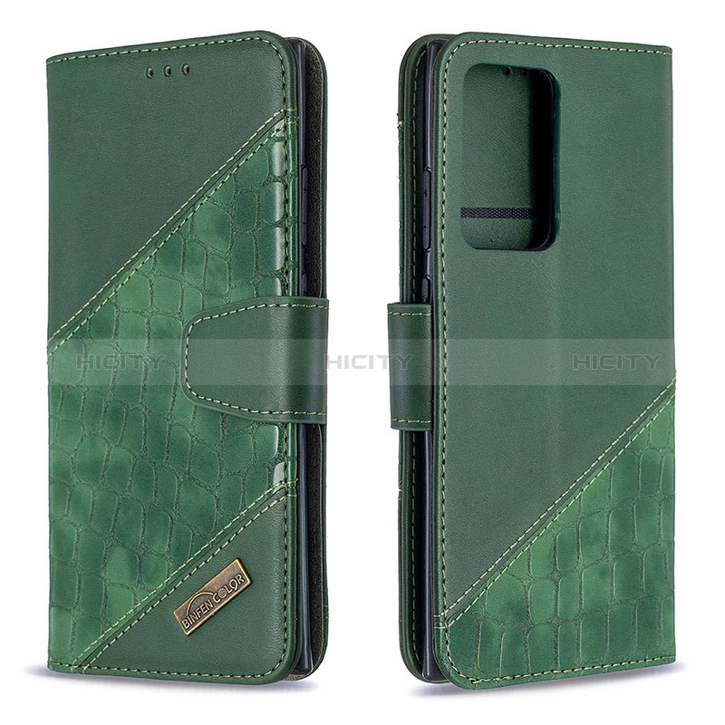 Coque Portefeuille Livre Cuir Etui Clapet B03F pour Samsung Galaxy Note 20 Ultra 5G Vert Plus