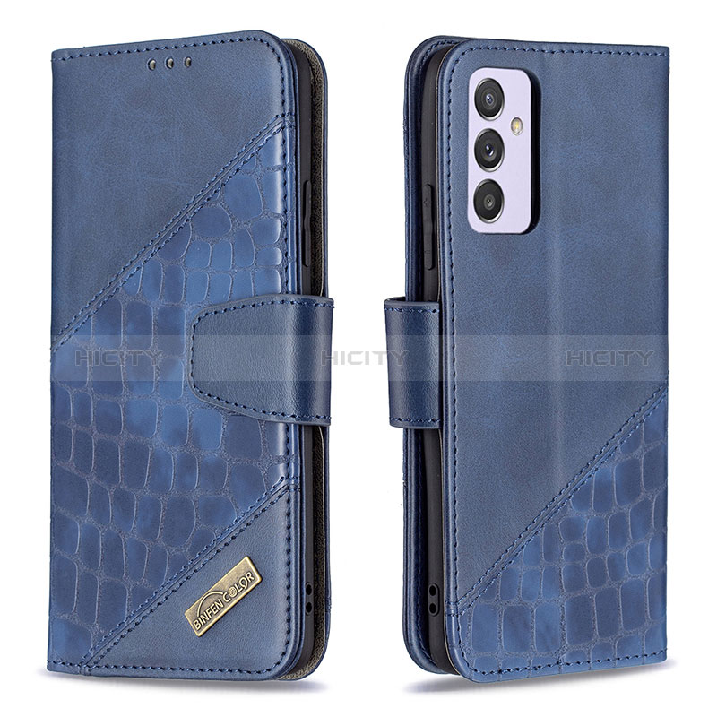 Coque Portefeuille Livre Cuir Etui Clapet B03F pour Samsung Galaxy Quantum2 5G Bleu Plus