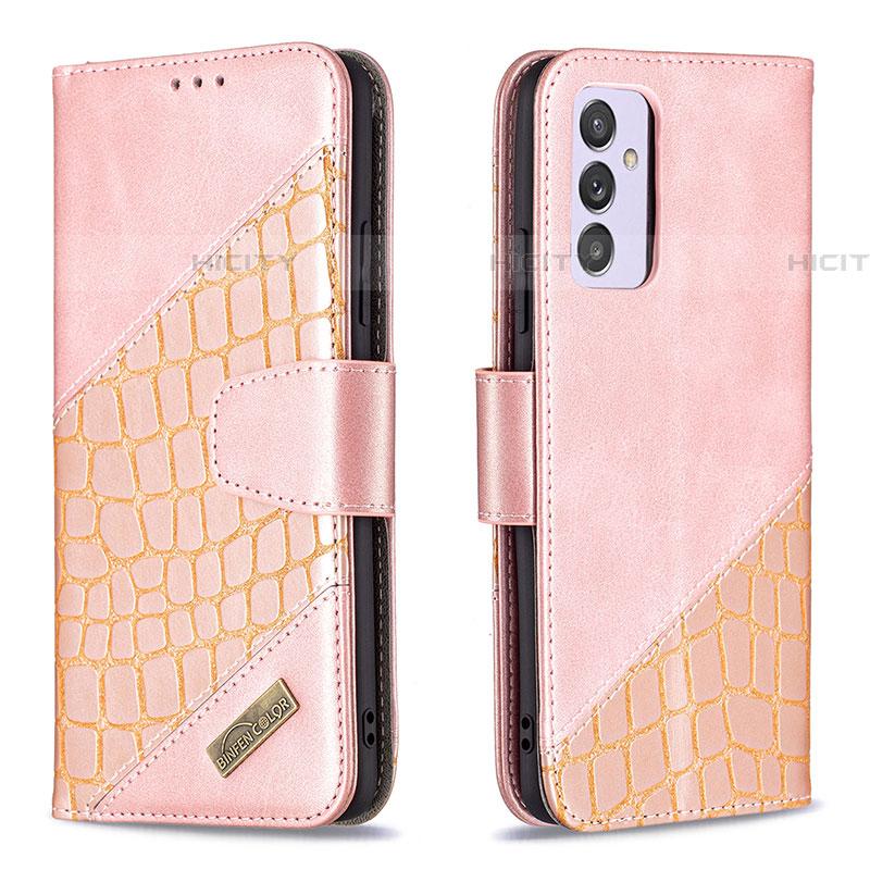 Coque Portefeuille Livre Cuir Etui Clapet B03F pour Samsung Galaxy Quantum4 5G Or Rose Plus