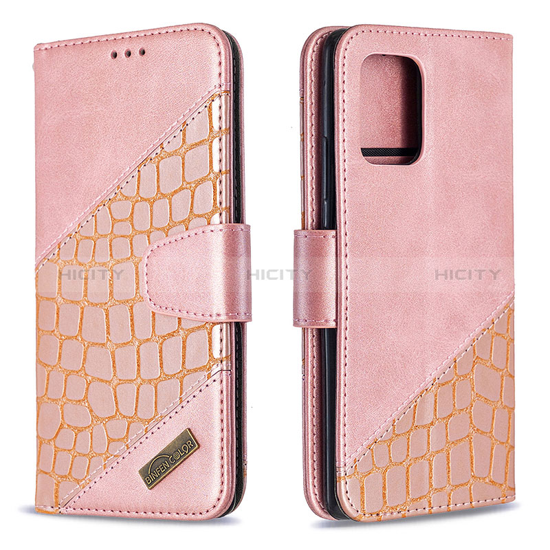 Coque Portefeuille Livre Cuir Etui Clapet B03F pour Samsung Galaxy S10 Lite Or Rose Plus