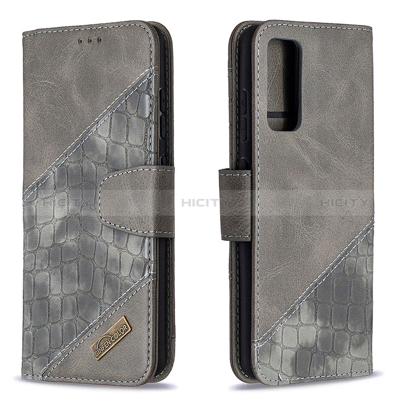 Coque Portefeuille Livre Cuir Etui Clapet B03F pour Samsung Galaxy S20 FE 5G Gris Fonce Plus