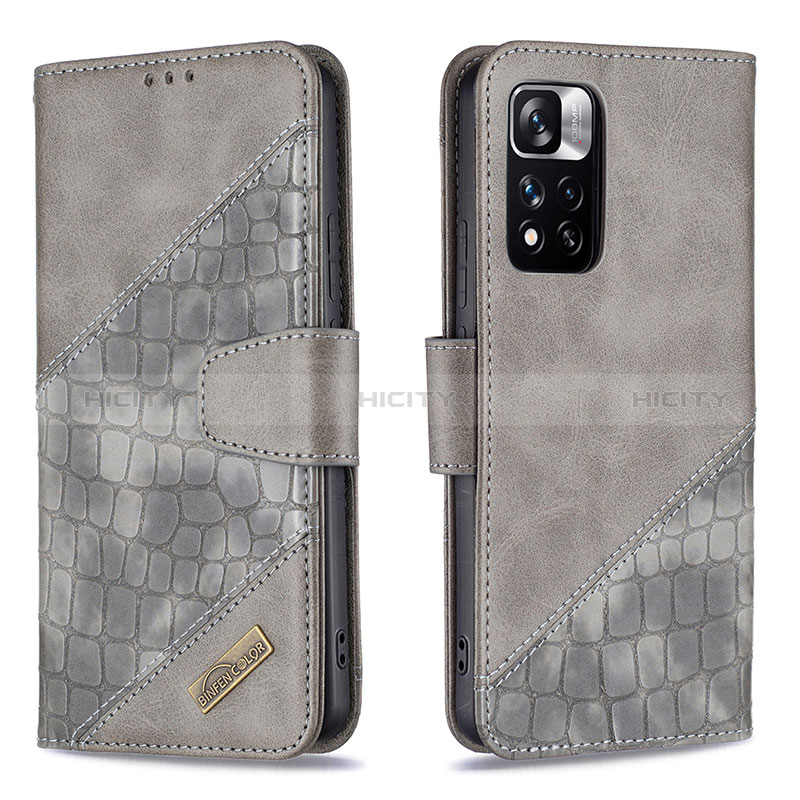 Coque Portefeuille Livre Cuir Etui Clapet B03F pour Xiaomi Mi 11i 5G (2022) Gris Fonce Plus