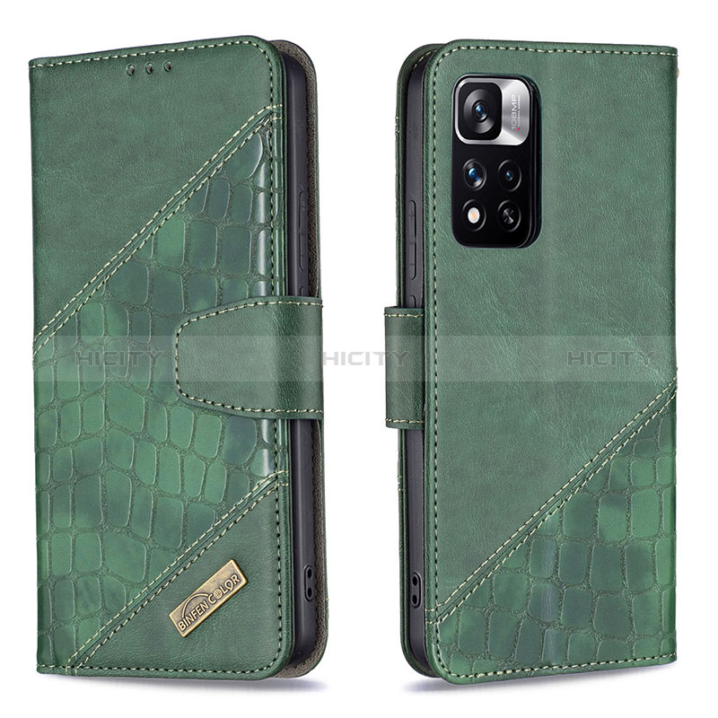 Coque Portefeuille Livre Cuir Etui Clapet B03F pour Xiaomi Mi 11i 5G (2022) Vert Plus