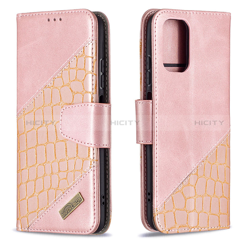 Coque Portefeuille Livre Cuir Etui Clapet B03F pour Xiaomi Poco M5S Or Rose Plus