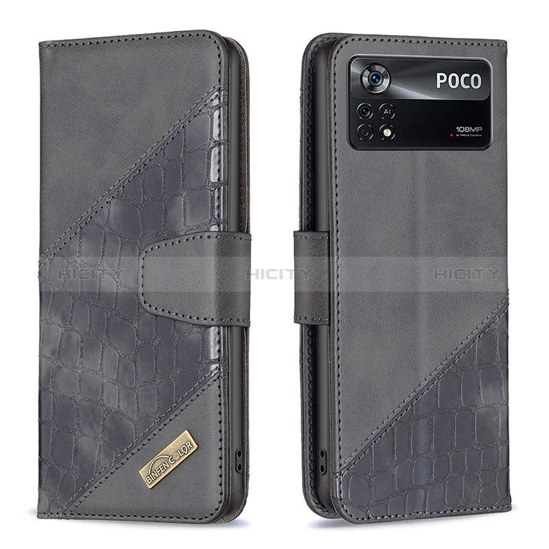 Coque Portefeuille Livre Cuir Etui Clapet B03F pour Xiaomi Poco X4 Pro 5G Noir Plus