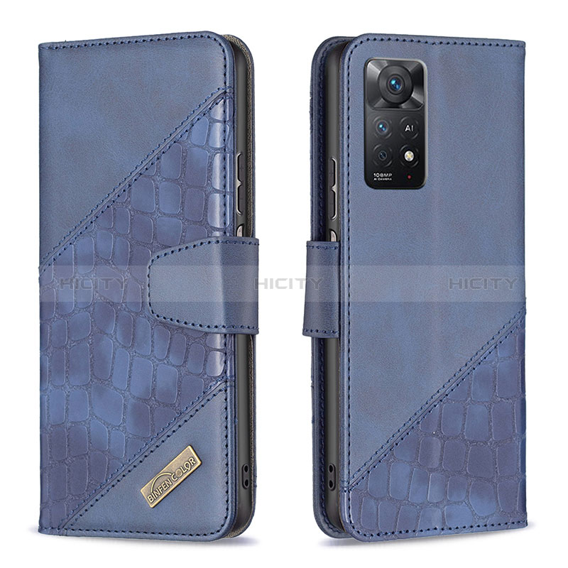 Coque Portefeuille Livre Cuir Etui Clapet B03F pour Xiaomi Redmi Note 11 Pro 4G Bleu Plus