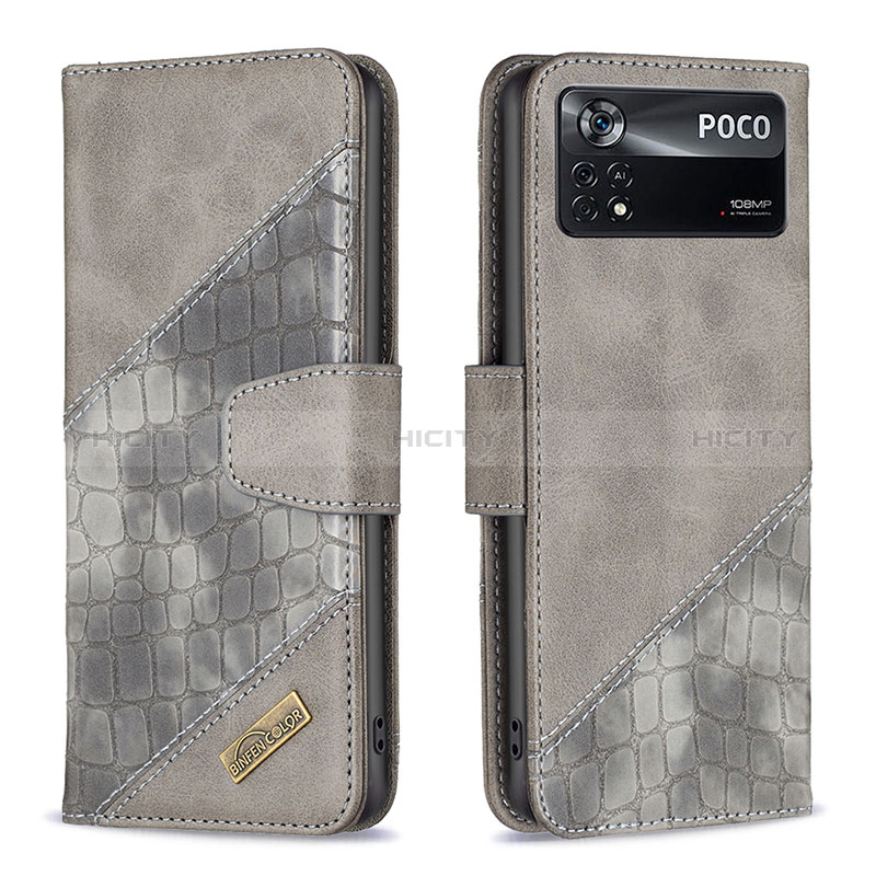 Coque Portefeuille Livre Cuir Etui Clapet B03F pour Xiaomi Redmi Note 11E Pro 5G Gris Fonce Plus