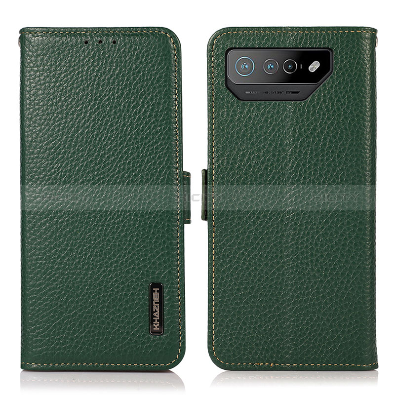 Coque Portefeuille Livre Cuir Etui Clapet B03H pour Asus ROG Phone 7 Pro Vert Plus