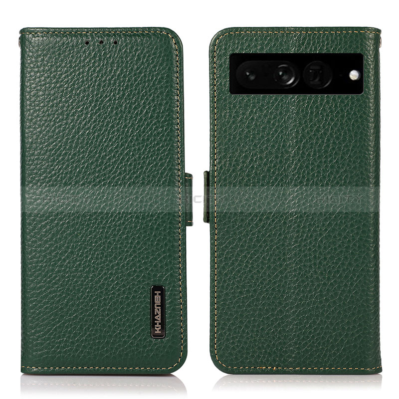 Coque Portefeuille Livre Cuir Etui Clapet B03H pour Google Pixel 7 Pro 5G Vert Plus