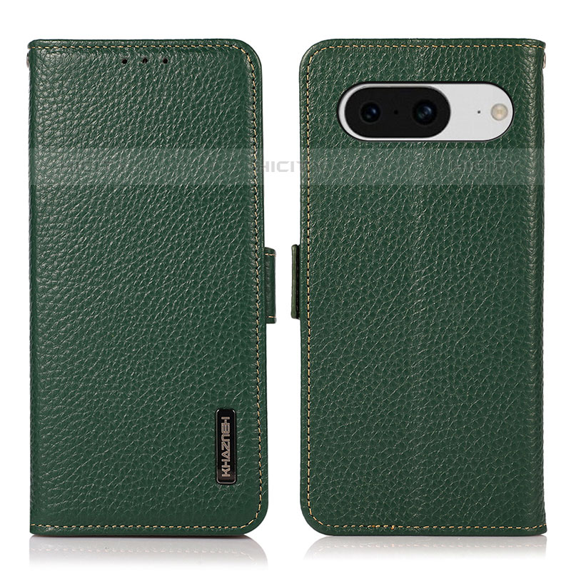 Coque Portefeuille Livre Cuir Etui Clapet B03H pour Google Pixel 8 5G Vert Plus