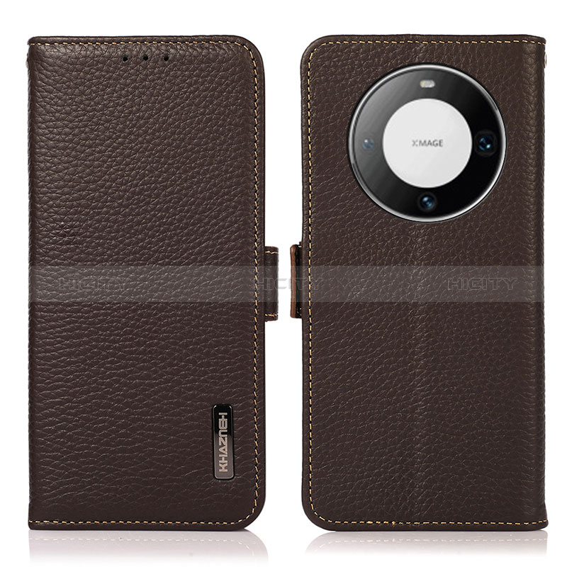 Coque Portefeuille Livre Cuir Etui Clapet B03H pour Huawei Mate 60 Marron Plus