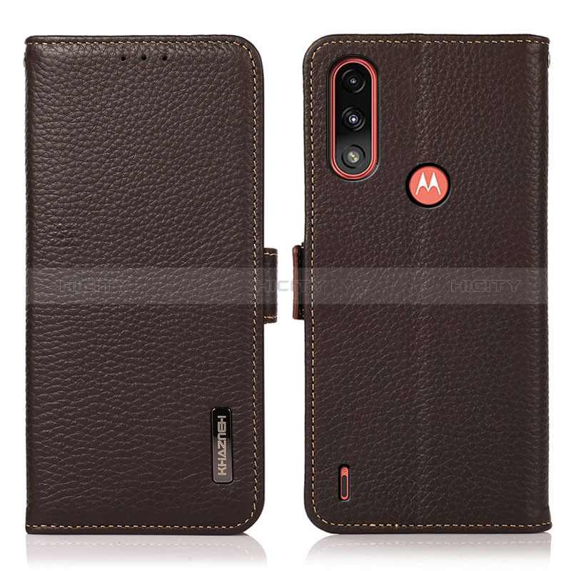 Coque Portefeuille Livre Cuir Etui Clapet B03H pour Motorola Moto E7 Power Marron Plus