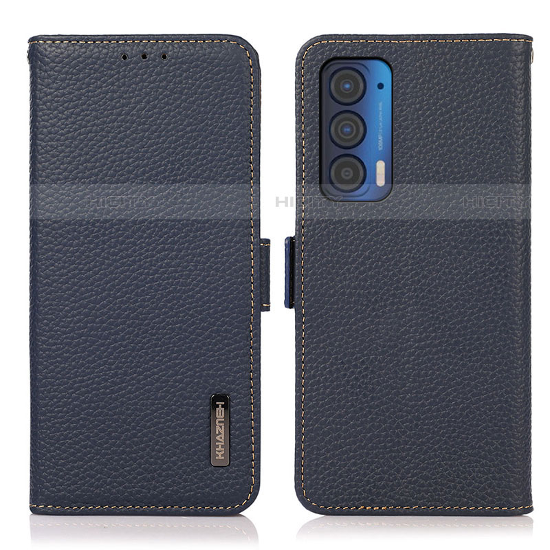 Coque Portefeuille Livre Cuir Etui Clapet B03H pour Motorola Moto Edge (2021) 5G Bleu Plus