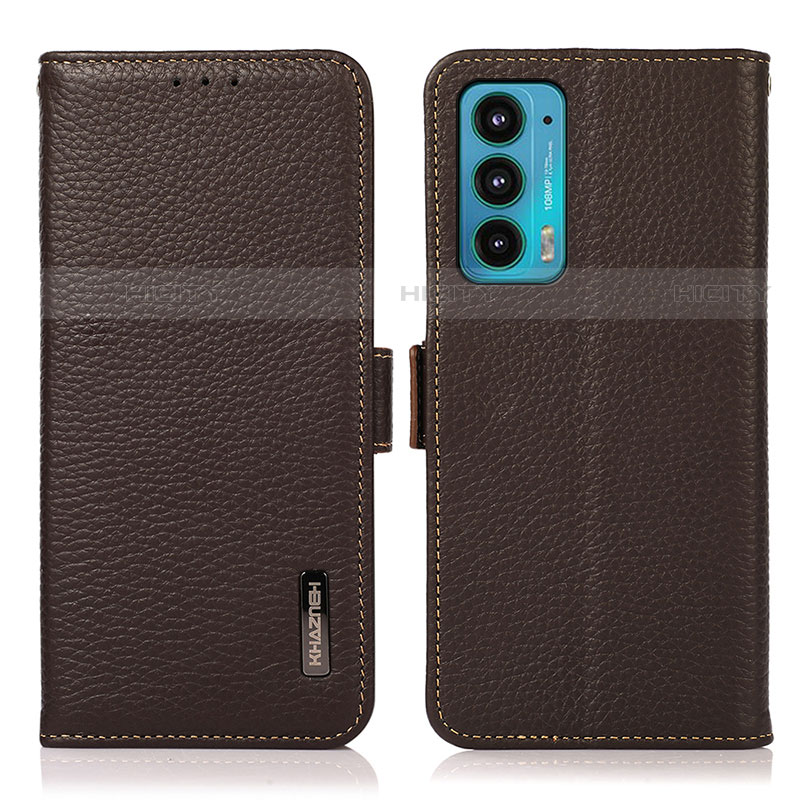 Coque Portefeuille Livre Cuir Etui Clapet B03H pour Motorola Moto Edge Lite 5G Marron Plus