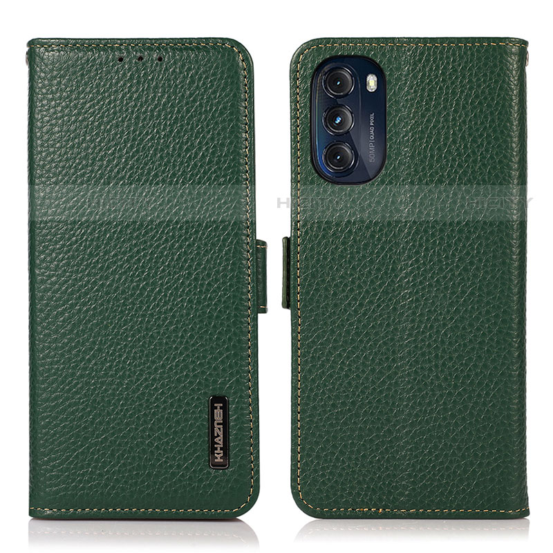 Coque Portefeuille Livre Cuir Etui Clapet B03H pour Motorola Moto G 5G (2022) Vert Plus