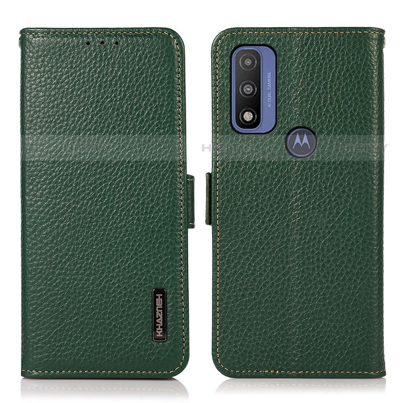 Coque Portefeuille Livre Cuir Etui Clapet B03H pour Motorola Moto G Pure Vert Plus