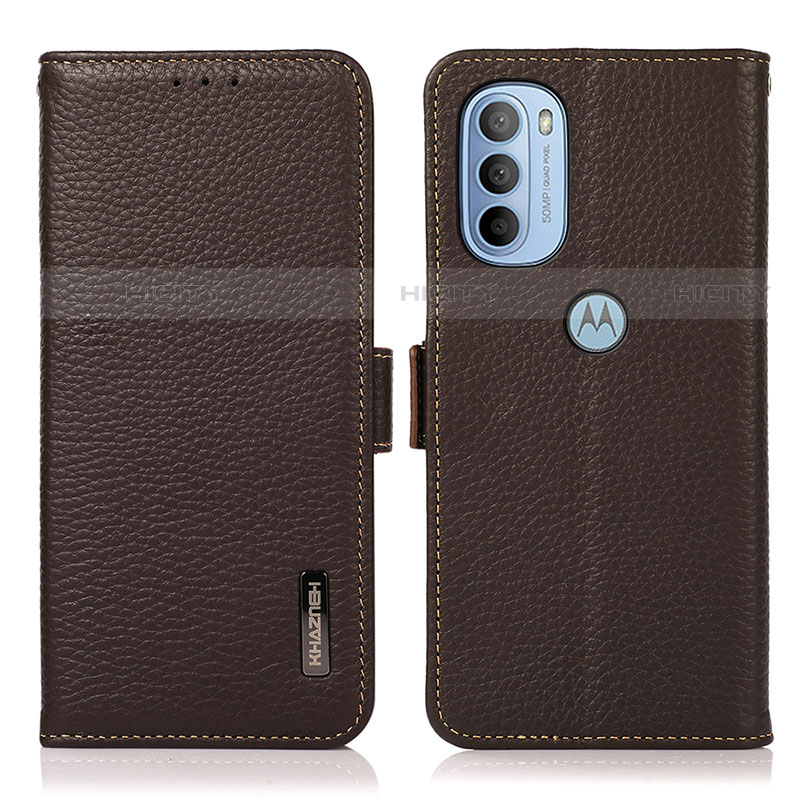 Coque Portefeuille Livre Cuir Etui Clapet B03H pour Motorola Moto G31 Marron Plus