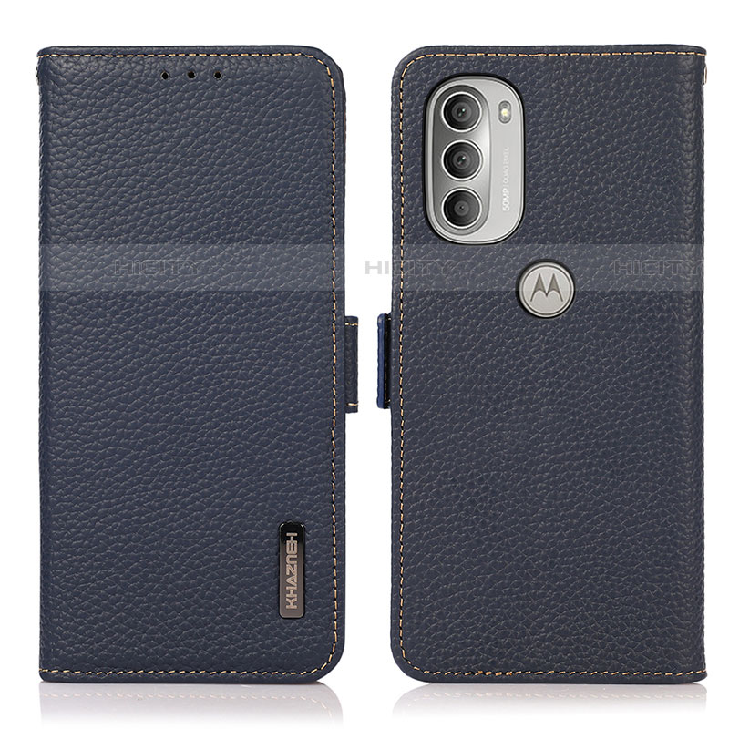 Coque Portefeuille Livre Cuir Etui Clapet B03H pour Motorola Moto G51 5G Bleu Plus