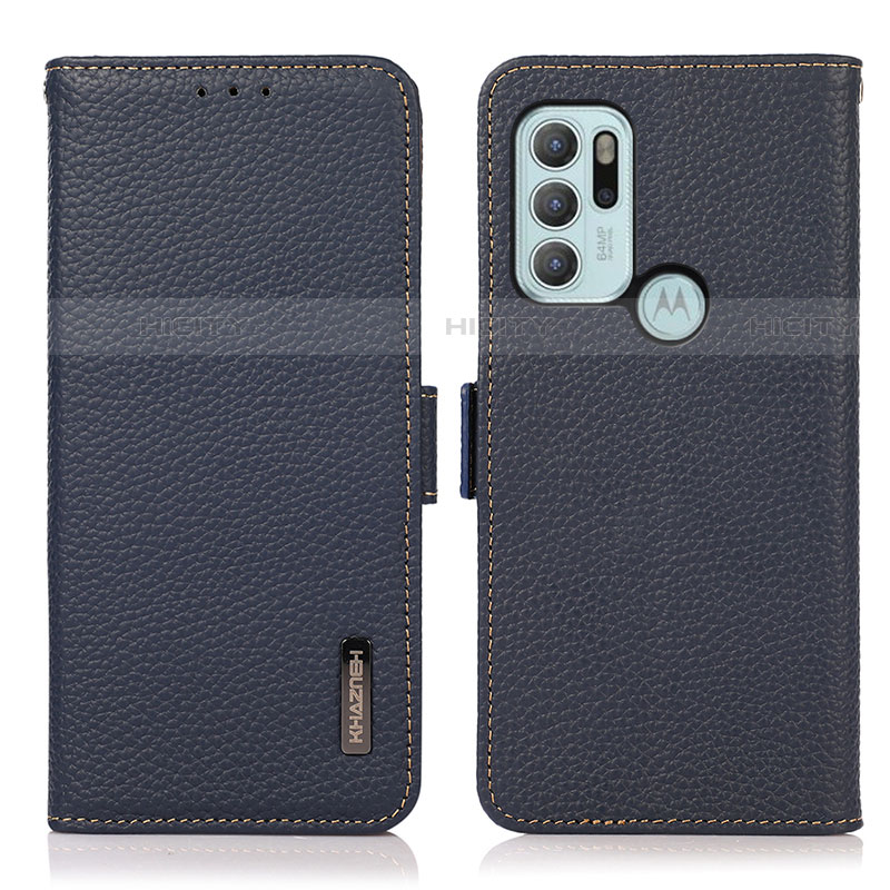 Coque Portefeuille Livre Cuir Etui Clapet B03H pour Motorola Moto G60s Bleu Plus