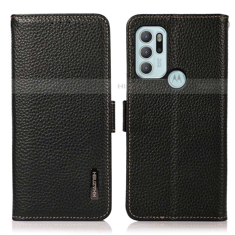 Coque Portefeuille Livre Cuir Etui Clapet B03H pour Motorola Moto G60s Noir Plus