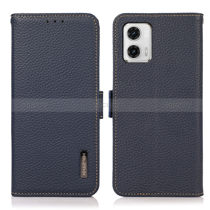 Coque Portefeuille Livre Cuir Etui Clapet B03H pour Motorola Moto G73 5G Bleu Plus