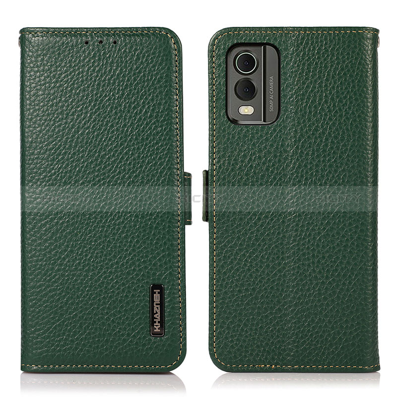 Coque Portefeuille Livre Cuir Etui Clapet B03H pour Nokia C210 Vert Plus