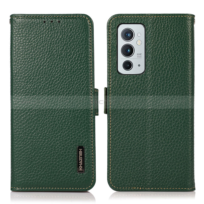 Coque Portefeuille Livre Cuir Etui Clapet B03H pour OnePlus 9RT 5G Vert Plus