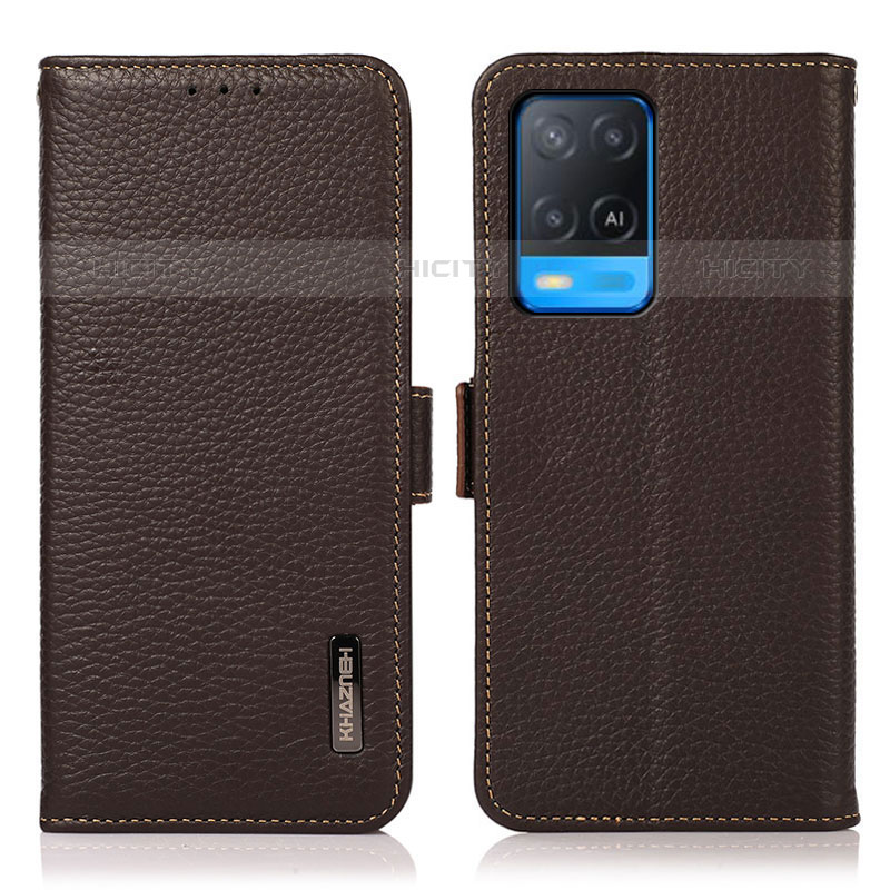 Coque Portefeuille Livre Cuir Etui Clapet B03H pour Oppo A54 4G Marron Plus