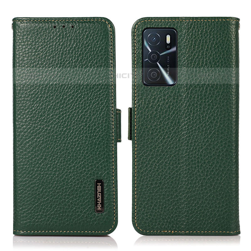 Coque Portefeuille Livre Cuir Etui Clapet B03H pour Oppo A54s Vert Plus