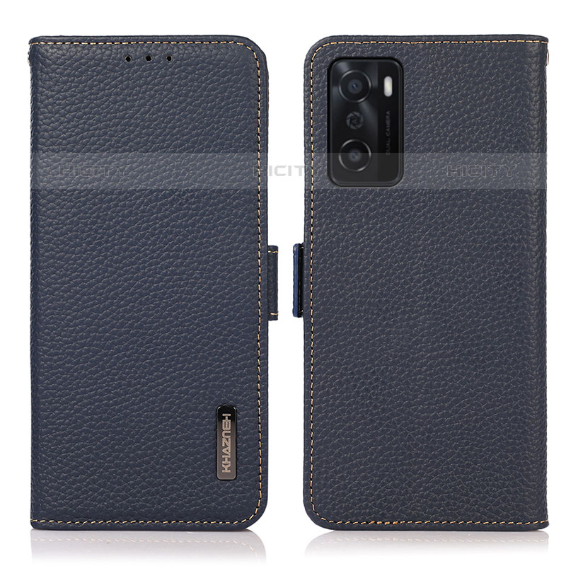 Coque Portefeuille Livre Cuir Etui Clapet B03H pour Oppo A55S 5G Bleu Plus