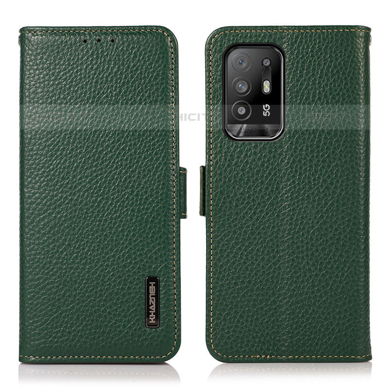 Coque Portefeuille Livre Cuir Etui Clapet B03H pour Oppo F19 Pro+ Plus 5G Vert Plus